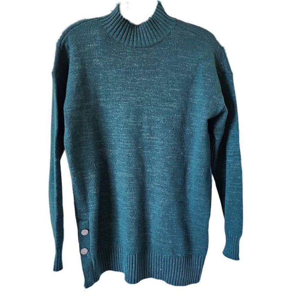 Lauren Conrad small emerald green shimmer metallic high neck sweater